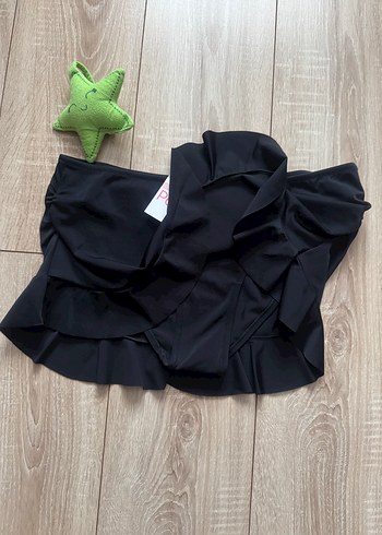 Penti Penti Siyah Mini Fırfırlı Bikini Altı