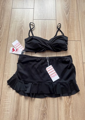 Penti Penti Siyah Fırfırlı Mini Bikini Takımı