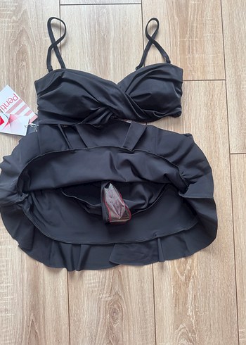 xl Beden siyah Renk Penti Siyah Fırfırlı Mini Bikini Takımı