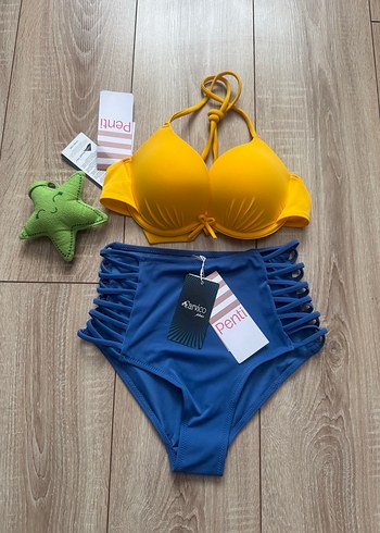 Sarı İp Askılı Mini Bikini Takımı