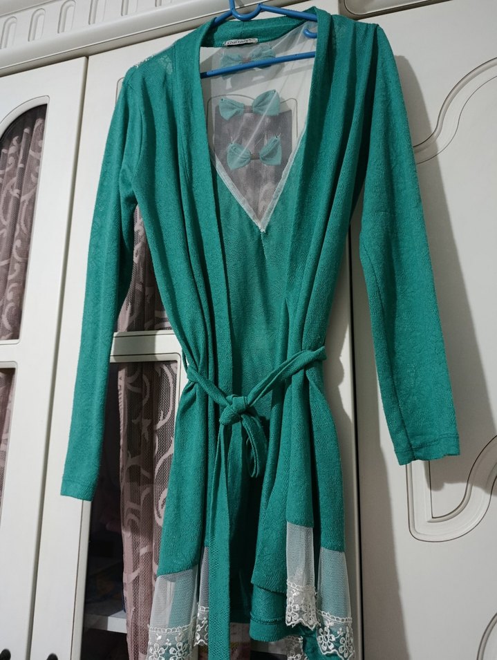 Yeşil Midi Kadın hırka - Görsel 2