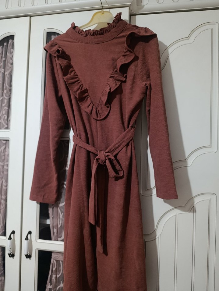 Bordo Uzun Kollu Bohem Kadın tunik - Görsel 2