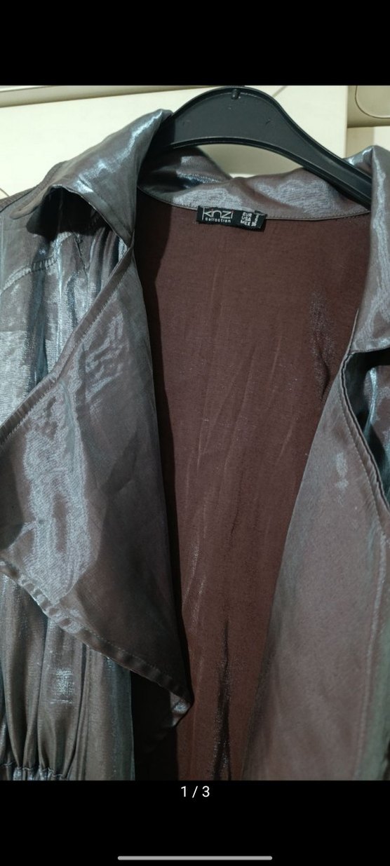 Uzun Kahverengi Drapeli şık - Görsel 3