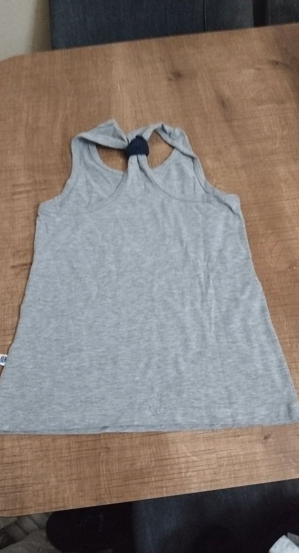 Gri Payetli Kız Çocuk Askılı Tişört - Görsel 2