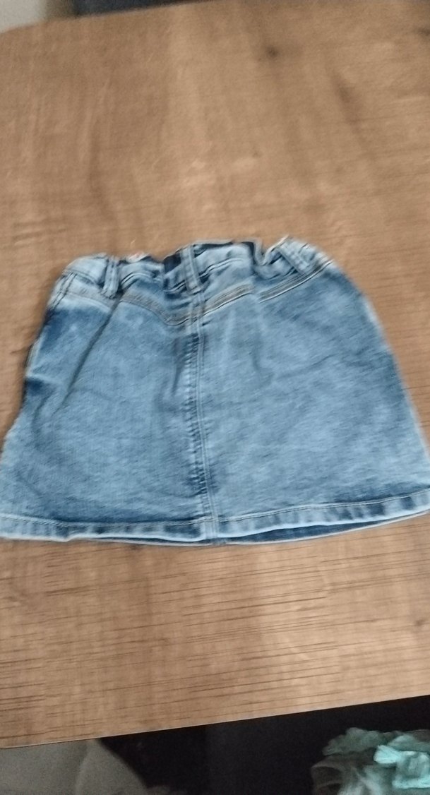 Düğmeli Mavi Kız Çocuk Kot Etek - Görsel 2