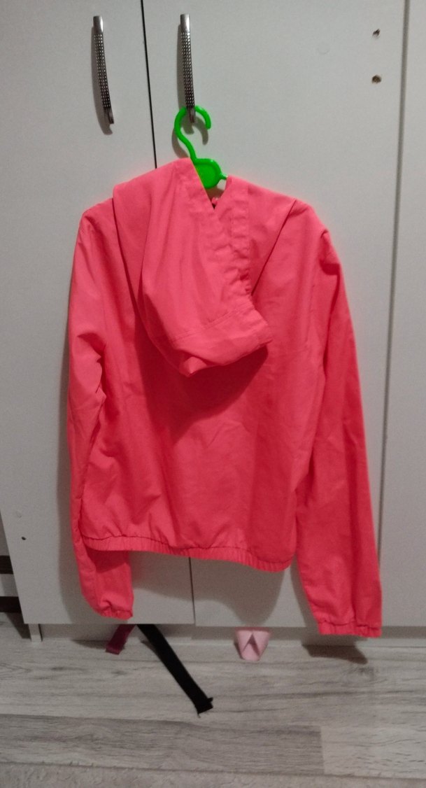 Pembe çocukKapüşonlu Fermuarlı Ceket - Görsel 2