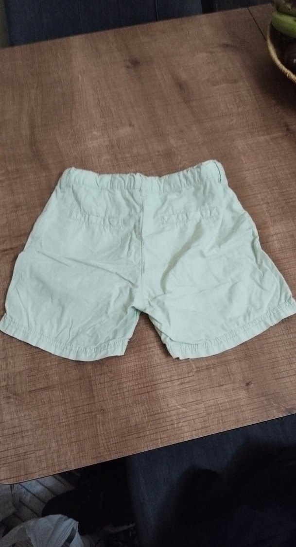 Su yeşili Keten Şort Rahat Kesim - Görsel 2
