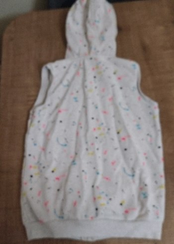 Kız Çocuk Kapüşonlu Baskılı Fermuarlı Yelek - Görsel 3