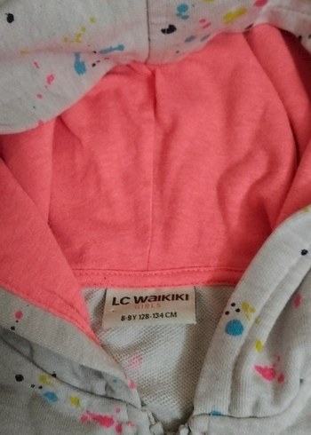 Kız Çocuk Kapüşonlu Baskılı Fermuarlı Yelek - Görsel 2