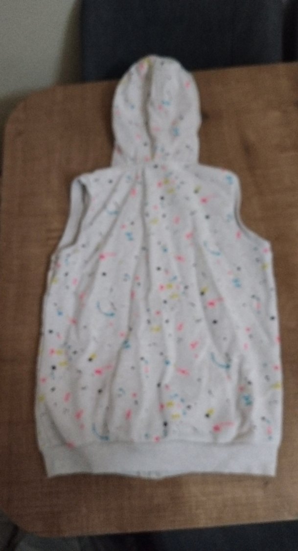 Kız Çocuk Kapüşonlu Baskılı Fermuarlı Yelek - Görsel 3