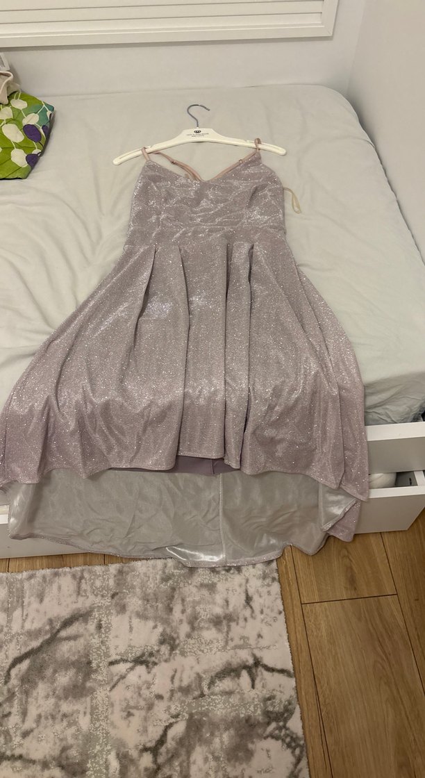 Uzun, V Yakalı Drapeli Abiye Elbise - Görsel 3