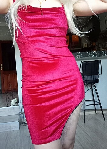 s Beden kırmızı Renk Kırmızı Kadife Mini elbise