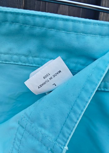 Tiffany Düğmeli Cırt cırtlı Mavi Mini  Şort - Görsel 5