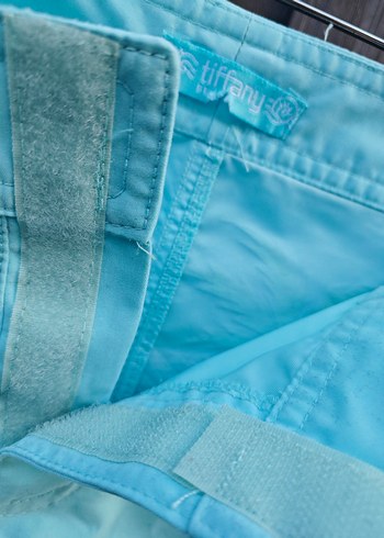 Tiffany Düğmeli Cırt cırtlı Mavi Mini  Şort - Görsel 4