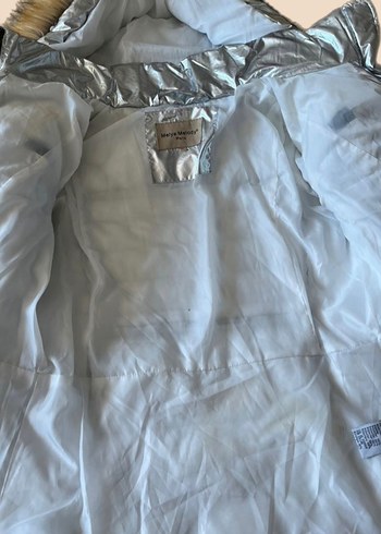Bershka Kürklü Şapka Parlak Gümüş Gri Şişme Mont Kaban