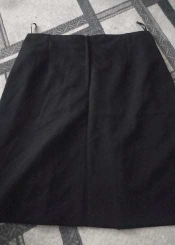 Drapeli Siyah Midi Hamile Eteği - Görsel 2