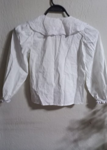 Beyaz Baskılı Uzun Kollu Kız Gömlek - Görsel 4