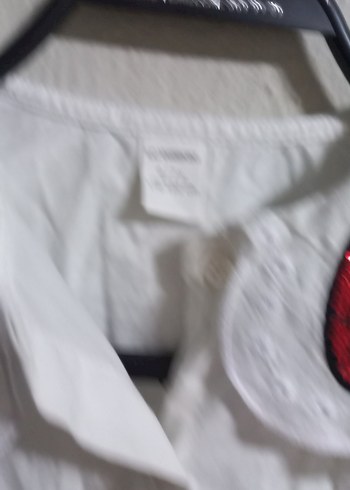 Beyaz Baskılı Uzun Kollu Kız Gömlek - Görsel 3