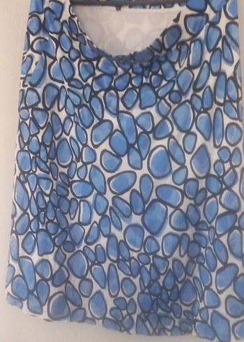 Bohem Gri Mavi Desenli Mini Etek - Görsel 2