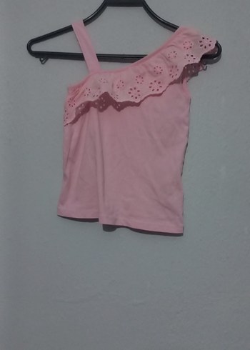 Kız Çocuk Beyaz Baskılı Askılı Tişört - Görsel 5