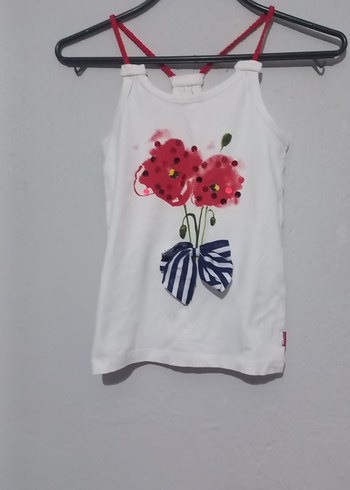 Kız Çocuk Beyaz Baskılı Askılı Tişört - Görsel 2