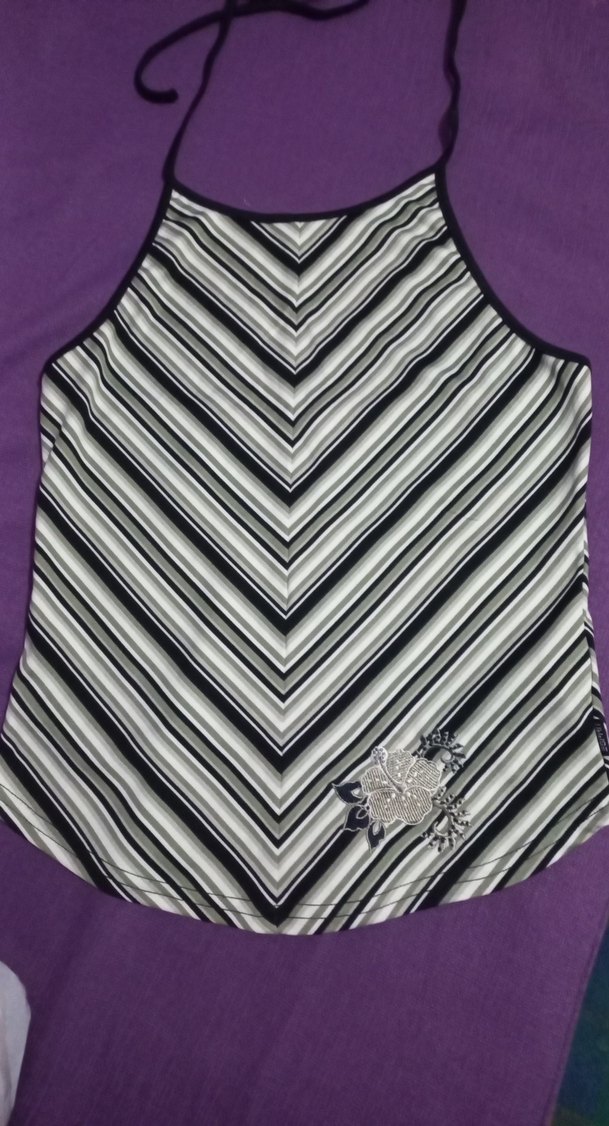 İnce Askılı Çizgili Dantelli Üst - Görsel 2