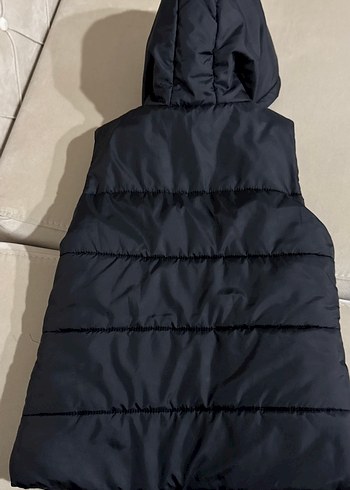 Unisex Siyah Kapüşonlu Düğmeli Yelek - Görsel 4