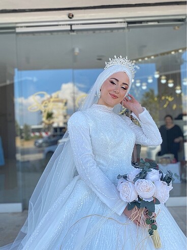 s Beden beyaz Renk Gelinlik #tesettür #taşlı