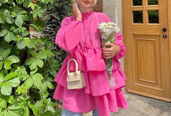 Pembe tunik sıfır etiketli