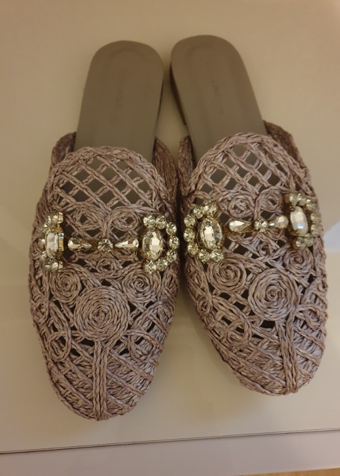 Hiçbir sorun yoktur taşlı lila terlik - Görsel 3