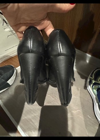 Klasik Siyah Deri Stiletto Topuklu Kadın Ayakkab.beymenden alind - Görsel 2