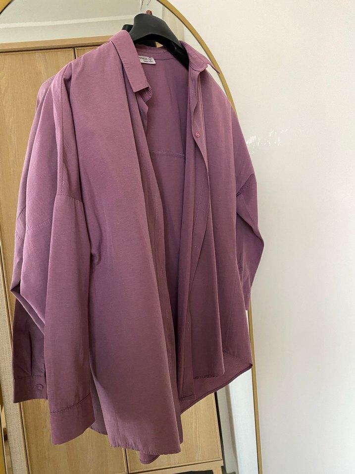 Mor, Salaş Kesim, Uzun Kollu Kadın Gömlek - Görsel 3