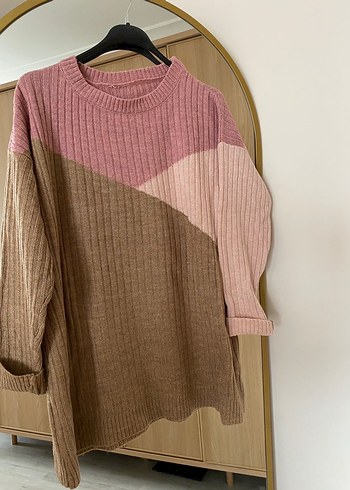 Bohem Tarzı Renk Bloklu Örgü Kadın Kazak - Görsel 3