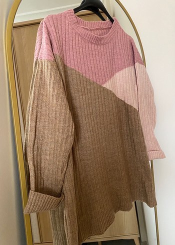 Bohem Tarzı Renk Bloklu Örgü Kadın Kazak - Görsel 2