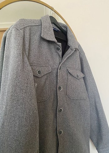 Gri Düğmeli Erkek Yün Ceket - Görsel 3