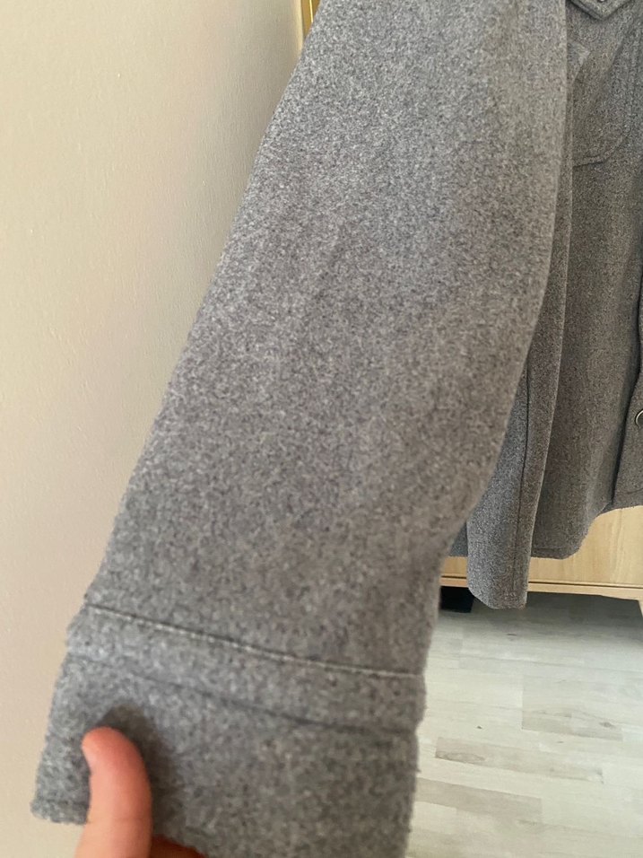 Gri Düğmeli Erkek Yün Ceket - Görsel 4