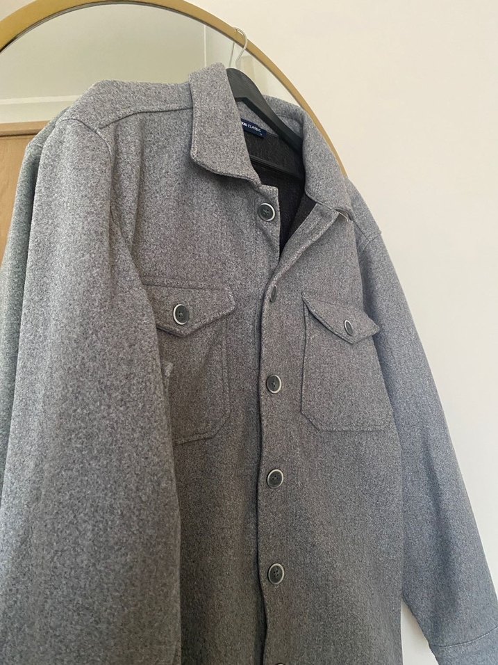 Gri Düğmeli Erkek Yün Ceket - Görsel 3