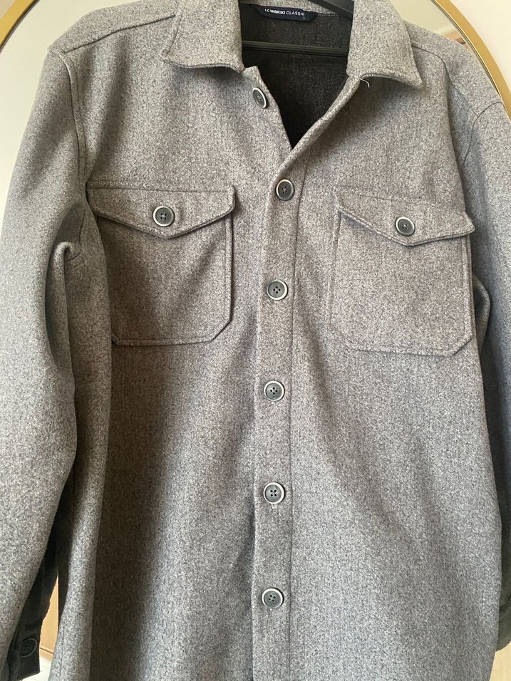 Gri Düğmeli Erkek Yün Ceket - Görsel 2