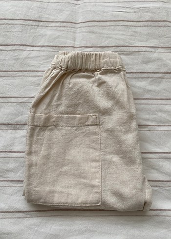 Bej Keten bebek Bol Pantolon - Görsel 3