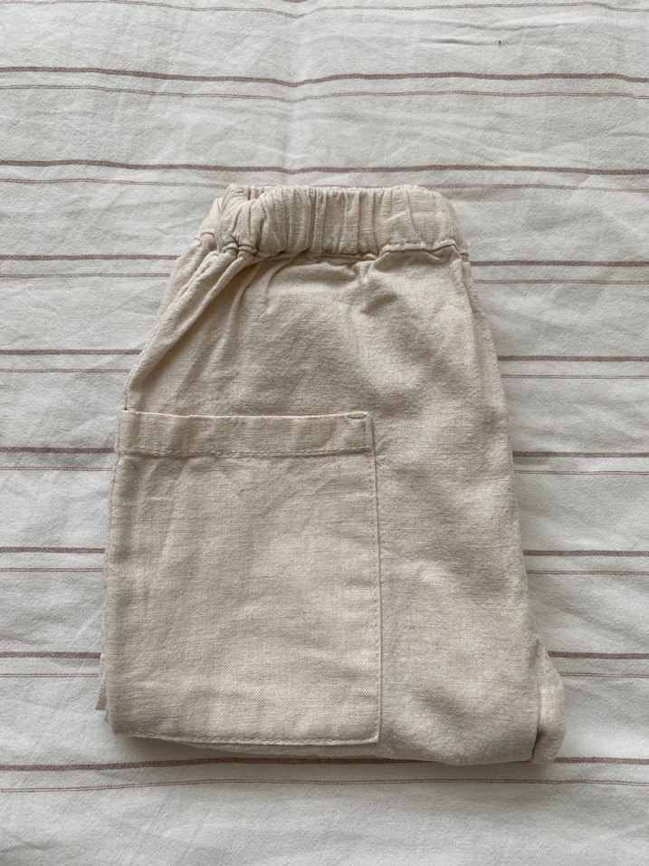 Bej Keten  bebek Bol Pantolon - Görsel 3