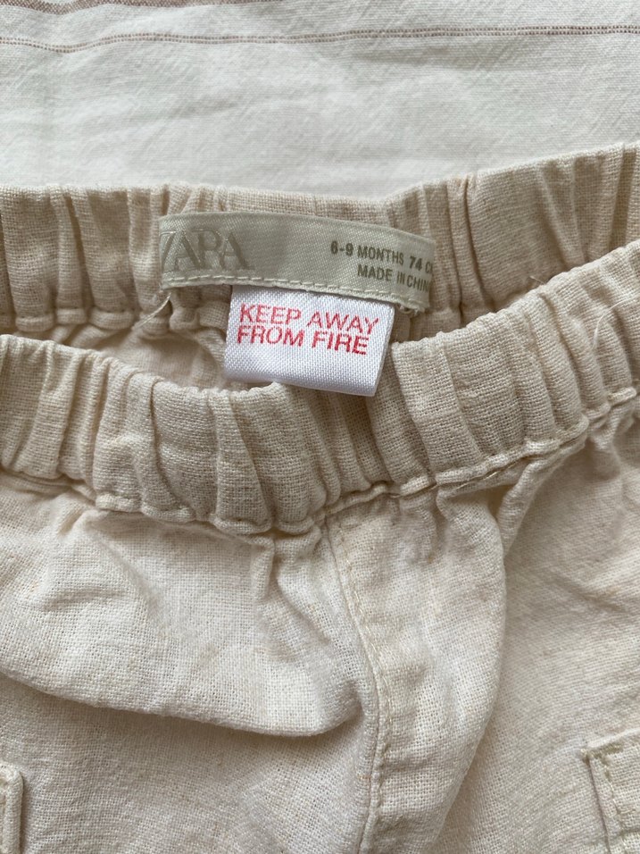 Bej Keten  bebek Bol Pantolon - Görsel 4