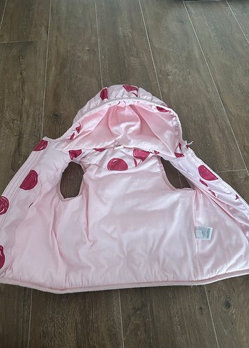 Kız Çocuk Kapüşonlu Fermuarlı Pembe Yelek - Görsel 2