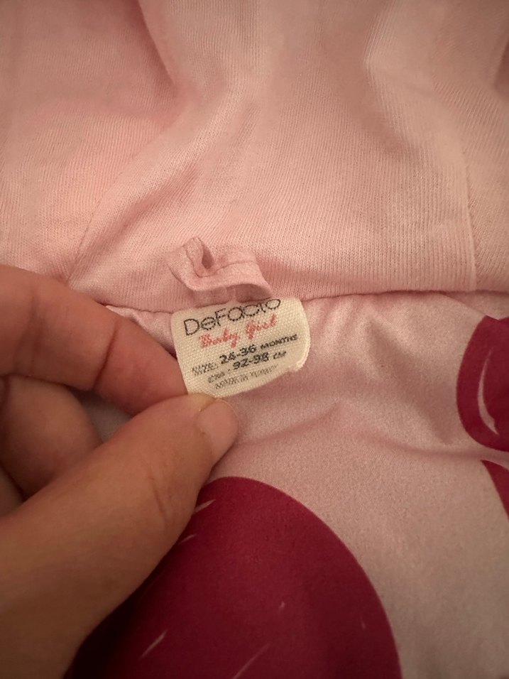 Kız Çocuk Kapüşonlu Fermuarlı Pembe Yelek - Görsel 3