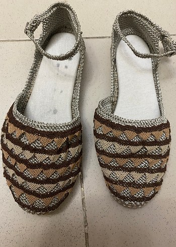 Kadın Örgü Espadril Düz taban iğne oyasından ayakkabı - Görsel 2