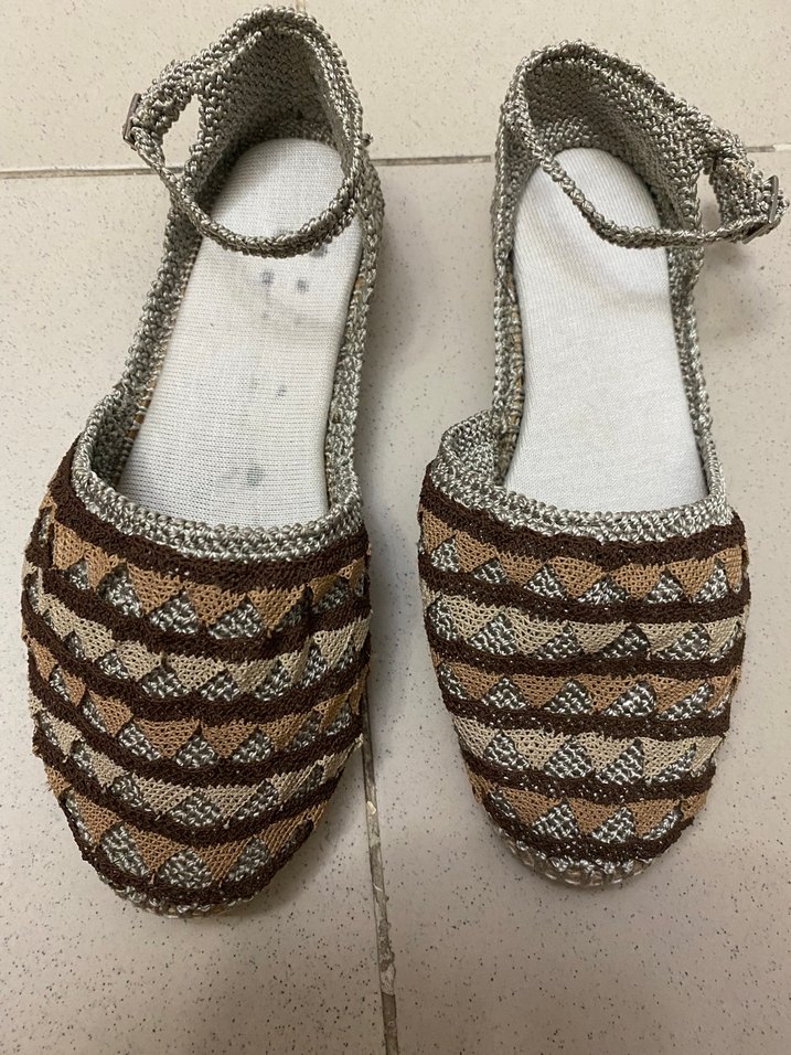 Kadın Örgü Espadril Düz taban iğne oyasından ayakkabı - Görsel 2