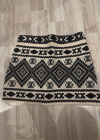 Topshop Nakışlı Beyaz Bohem Mini Etek