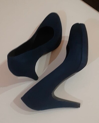 Lacivert Süet Topuklu Stiletto Ayakkabı