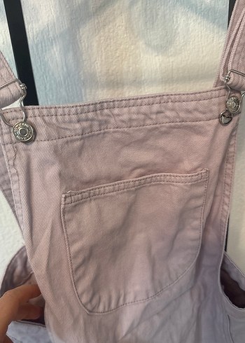 Mor Keten Düğmeli Kız Salopet - Görsel 6