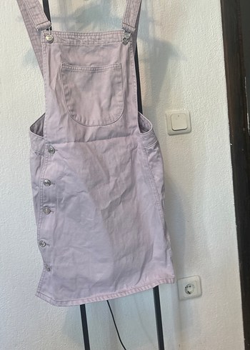 Mor Keten Düğmeli Kız Salopet - Görsel 2