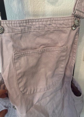 Mor Keten Düğmeli Kız Salopet - Görsel 7